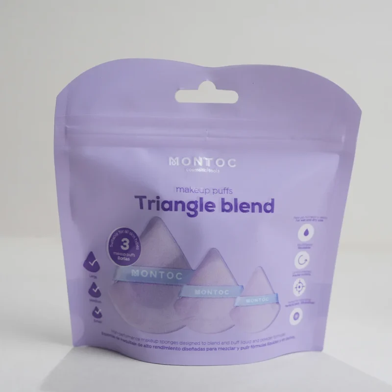 Set de borlas triangulares para maquillaje X3 Lila